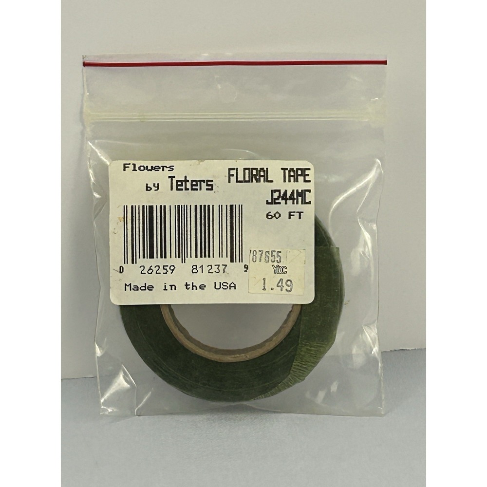 Vintage Teters Floral Tape Green 60 FT USA Craft Florist Supply NOS